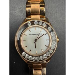 BCBGMAXAZRIA BG8305 Floating Stone Goldtone Stainless Steel Bracelet Women Watch
